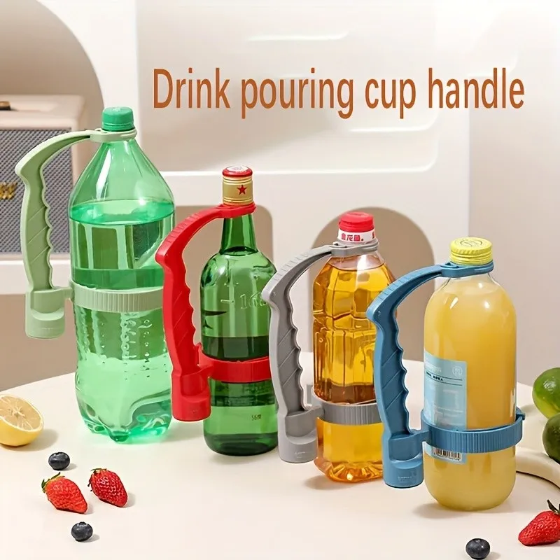 

Adjustable Drink Pouring Cup Handle with Built-In Bottle Opener Ergonomic Grip for Fits Standard Beverage Bottles