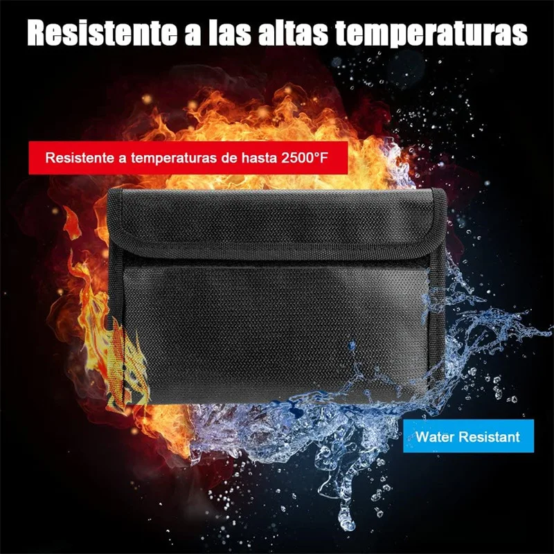 

Огнеупорная сумка для документов 5x8 дюймов с застежкой-молнией, для хранения наличности, паспортов, двухслойная, для дома и офиса