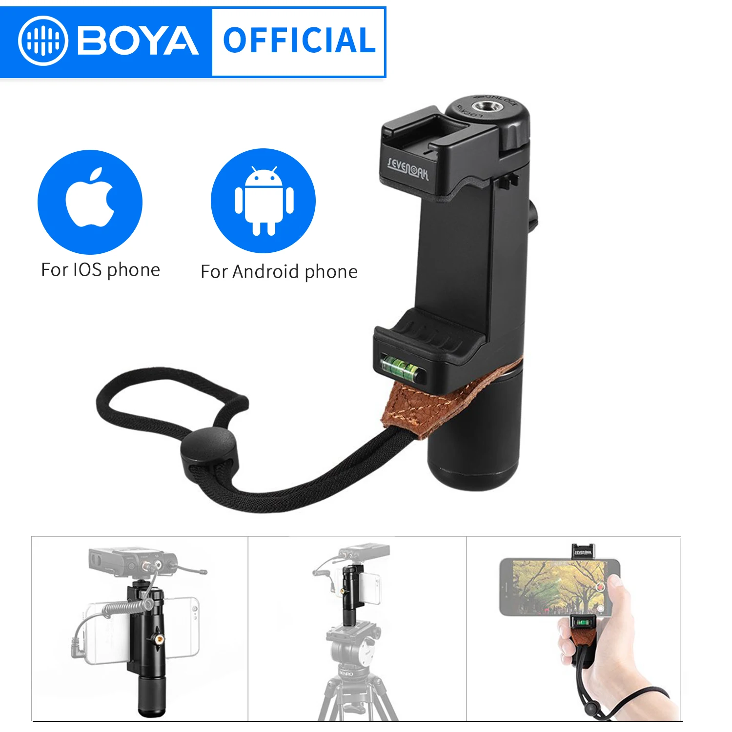 BOYA SK-PSC1 SmartGrip Handheld Stand Smartphone Holder for Selfie Vlog YouTube Video Live Photographer Filmmaker Traveler