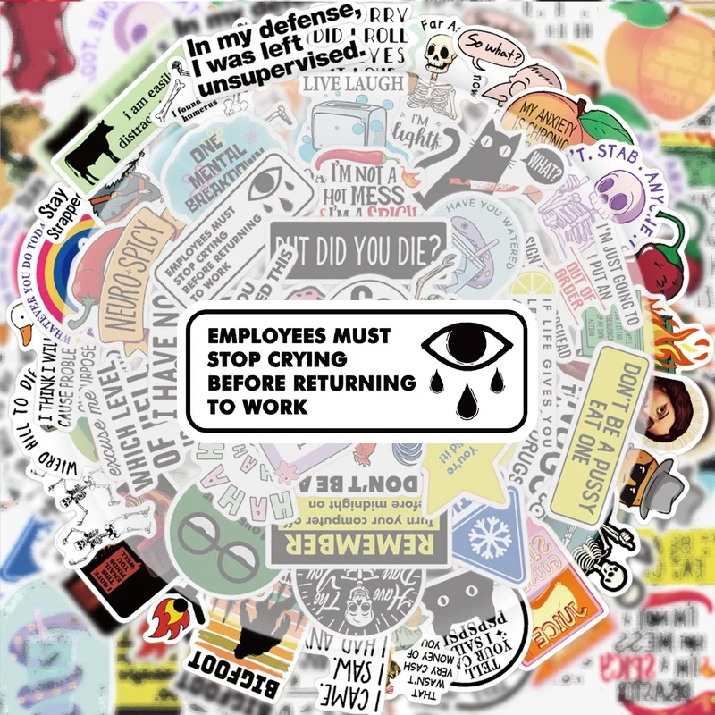 50 Pieces of Sarcastic and Witty Stickers, Vibrant Sticker Decals Suitable for Water Bottles, Laptops, Phone Cases, Suitcases, Skateboards, Guitars, Gift Boxes, and Party Decorations