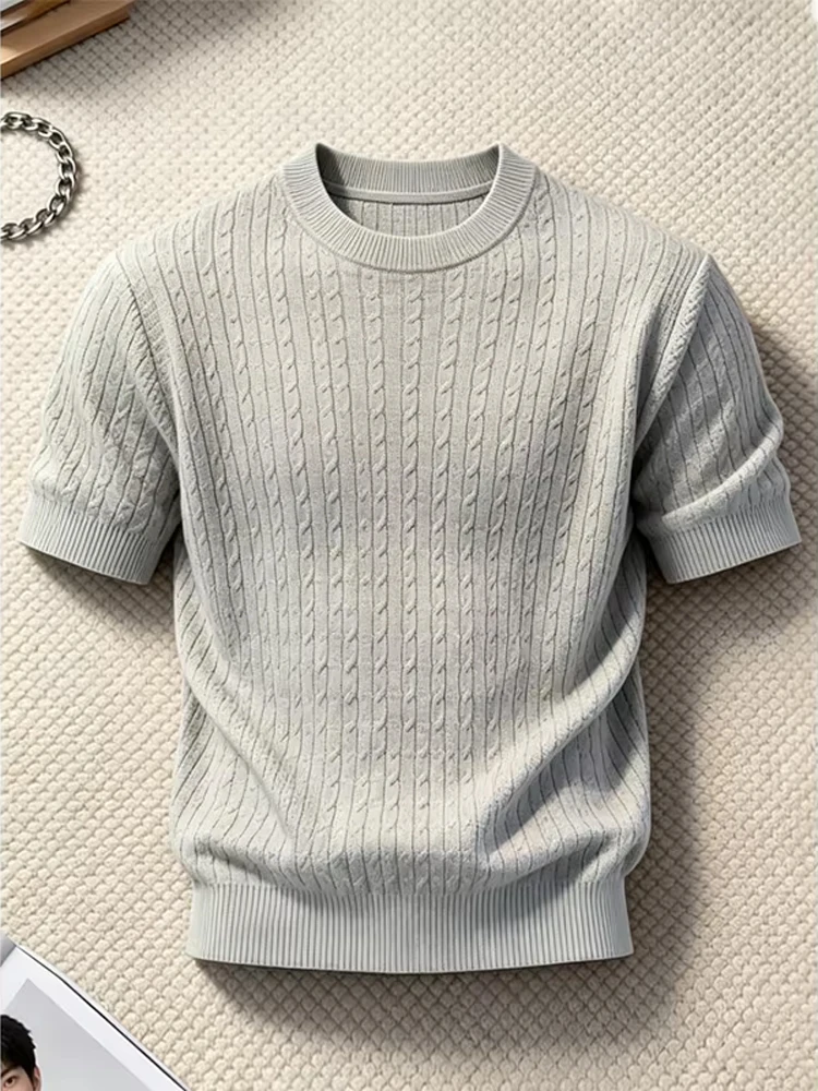 Cleanfit American Style Knitted Short Sleeve Men's T-shirt Heavy Shoulder Summer Fashion Bottoming Shirt Straight Cut Loose Fit