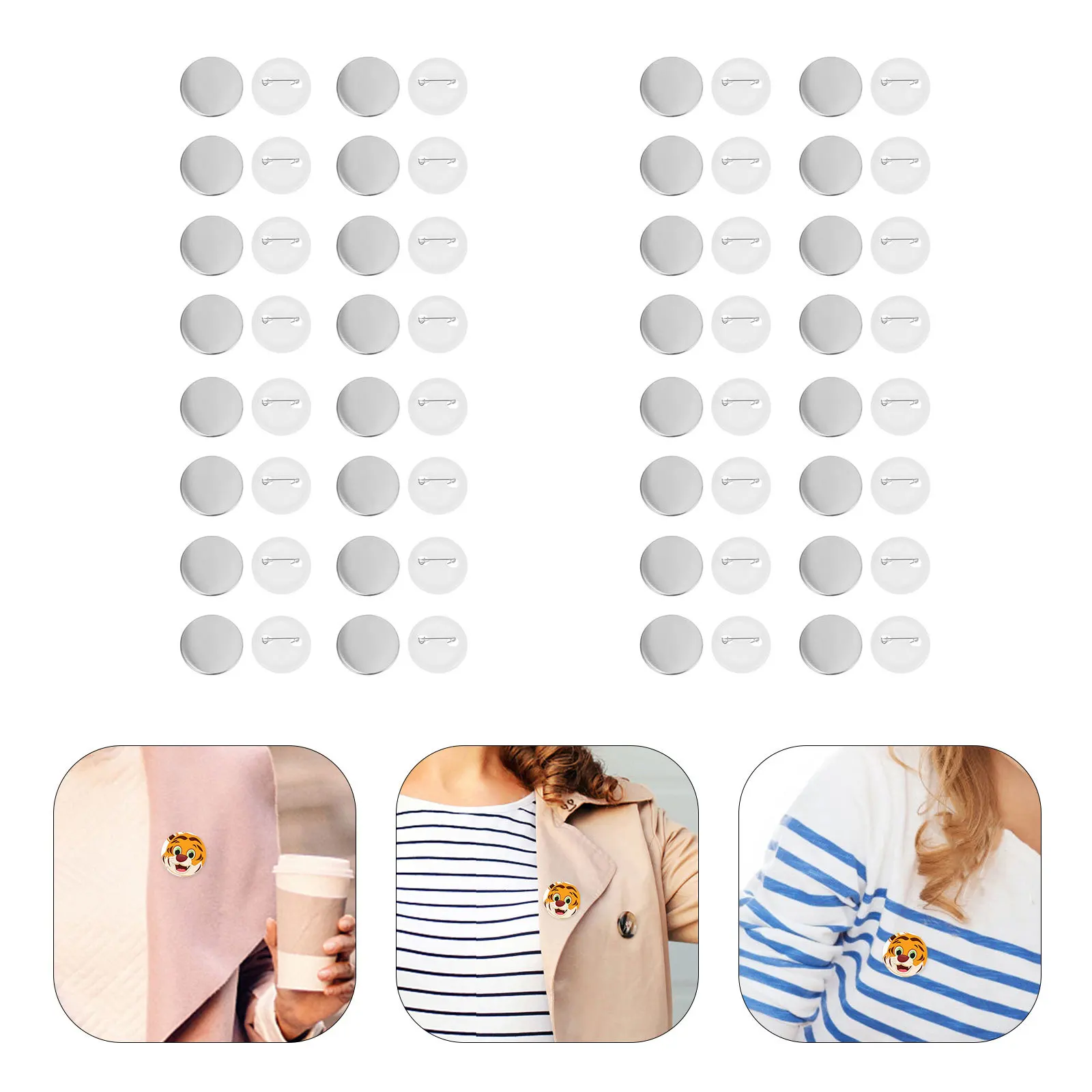 

100Sets Blank Button Badge Parts Upgraded Steel DIY Badge Craft for Shirts Hats Gifts Decorations Button Pin Badges
