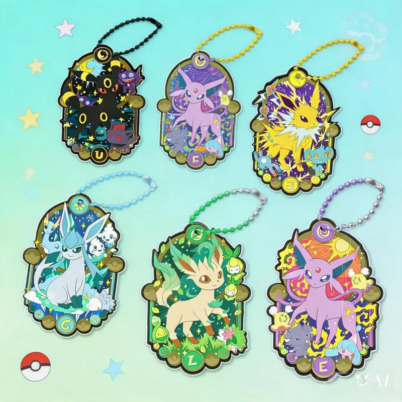 Anime for Eeveelution Leafeon Espeon Umbreon Eevee Sylveon Jolteon Flareon Glaceon Acrylic Keychain Bag Pendant Decorative Gift