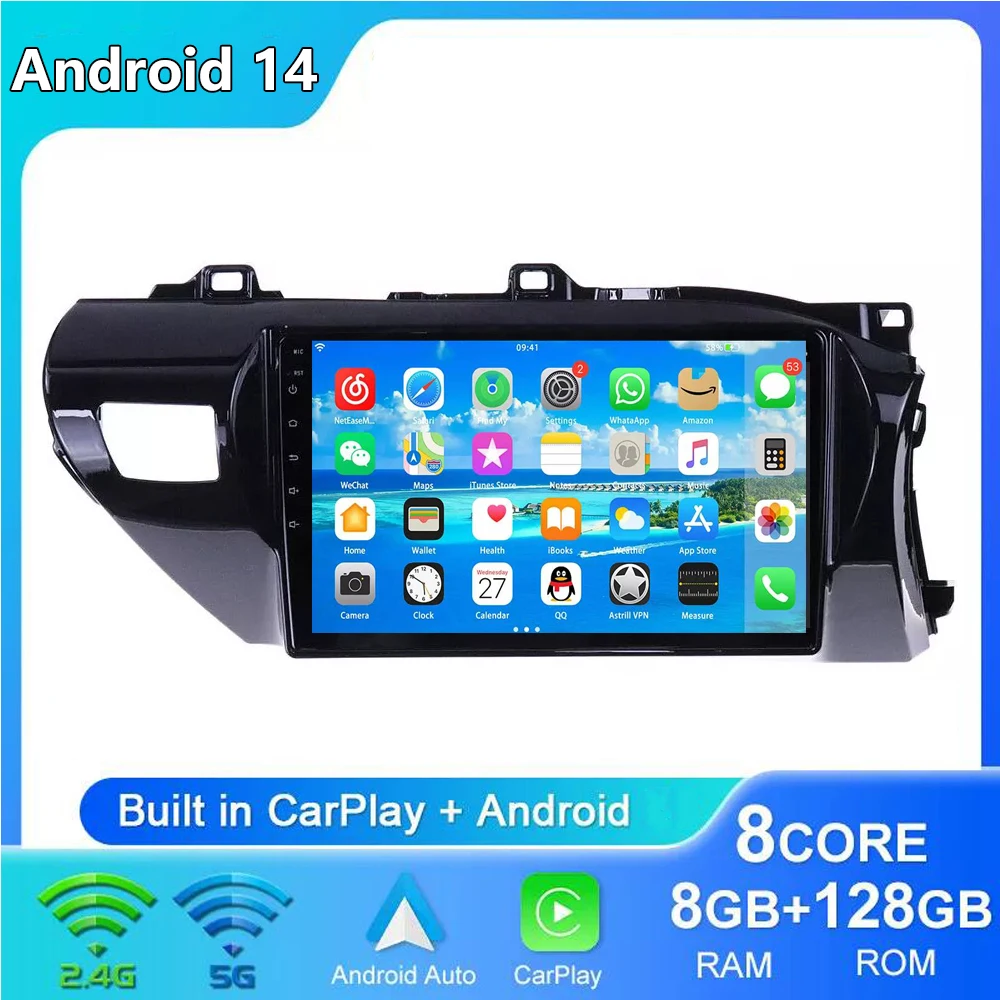 

Wireless Carplay Auto 10.1" Car Radio For Toyota HILUX REVO VIGO IMV 2015 2017 - 2023 RHD Multimedia Player Stereo GPS 4G+BT