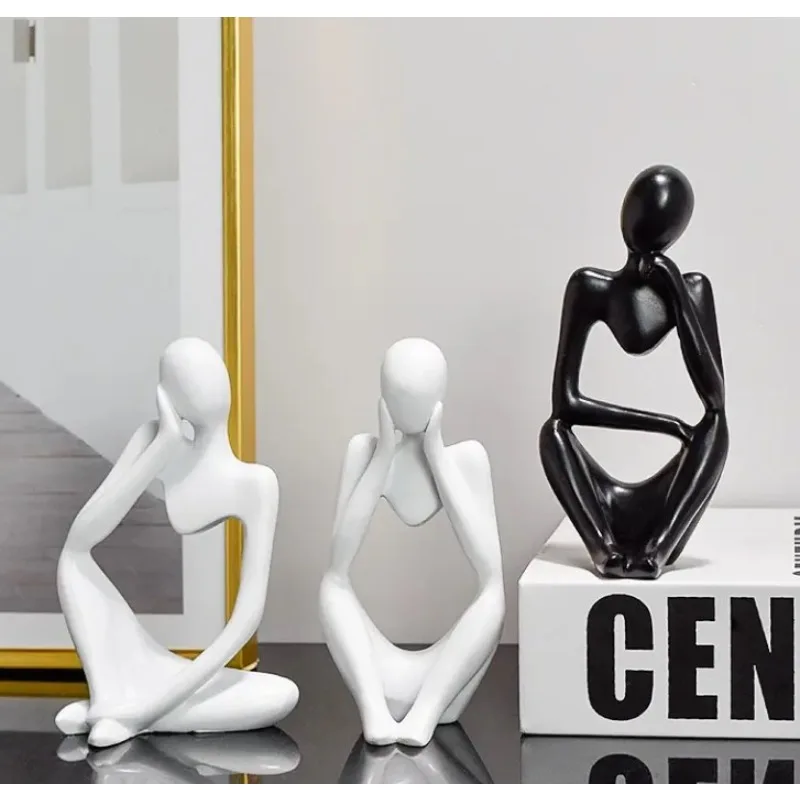 Inspiration Mini Resin Crafts Creative Left and Right Thinking Tabletop Ornament Home Living Room Art Deco