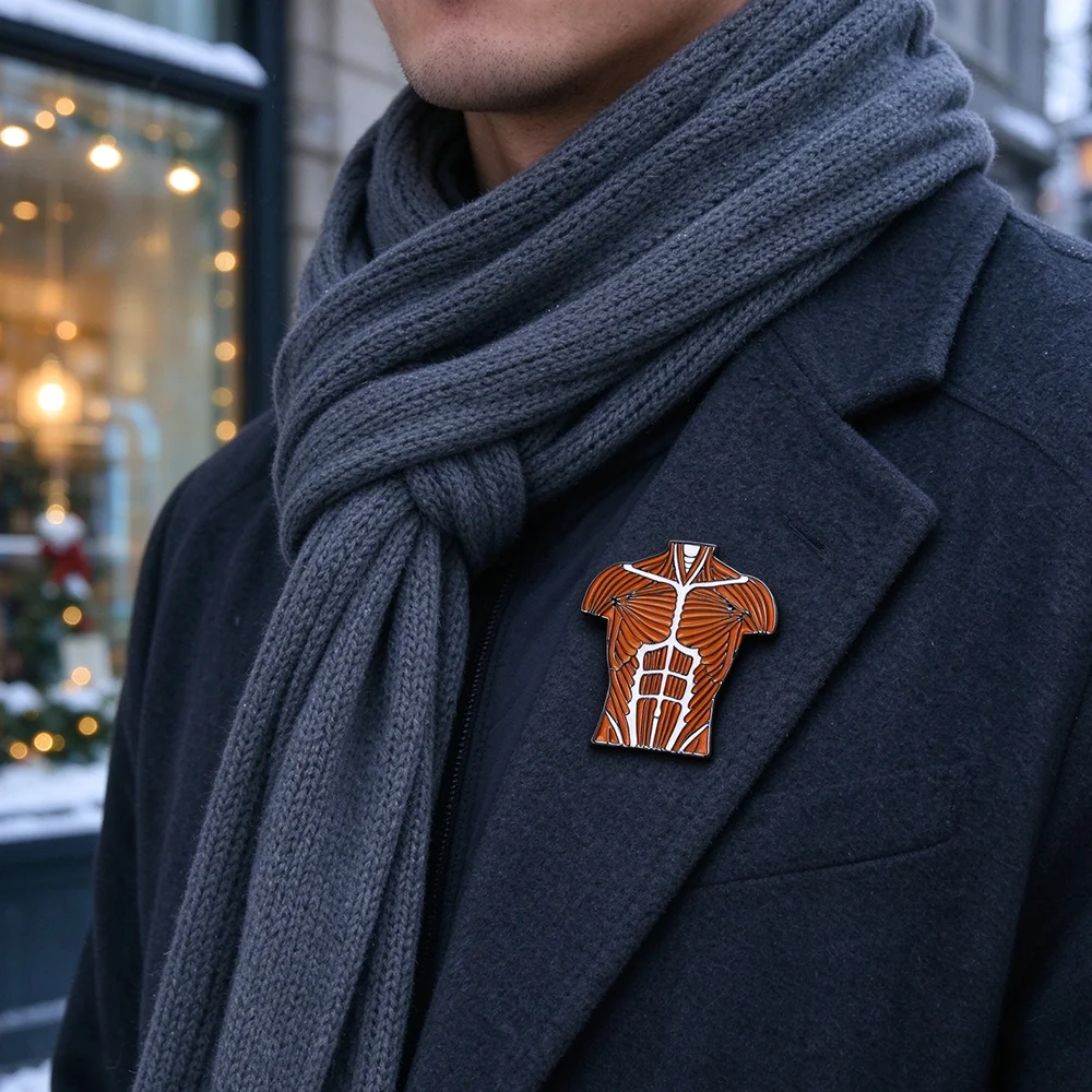 Hanreshe Anatomical Muscle Brooch Enamel Medical Biology Themed Pin Lapel Badge Jewelry for Men