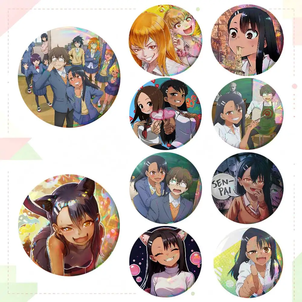 Comics Dont Toy With Me Miss Nagatoro Round Badge Lapel Pin Backpack Clothing Jewelry Accessories Gift Brooch