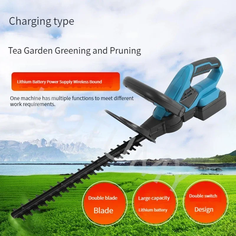 24V Cordless Grass Hedge Trimmer Electric Pruning Household Lawn Mower Grass Shear Lithium-ion Rechargeable Garden Tool Machine