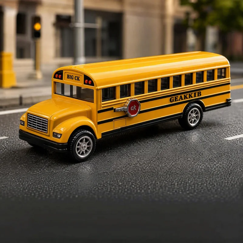 Pull Back Alloy School Bus Vehicle Model, Classic American School Bus Diecast Toy Car for Collection