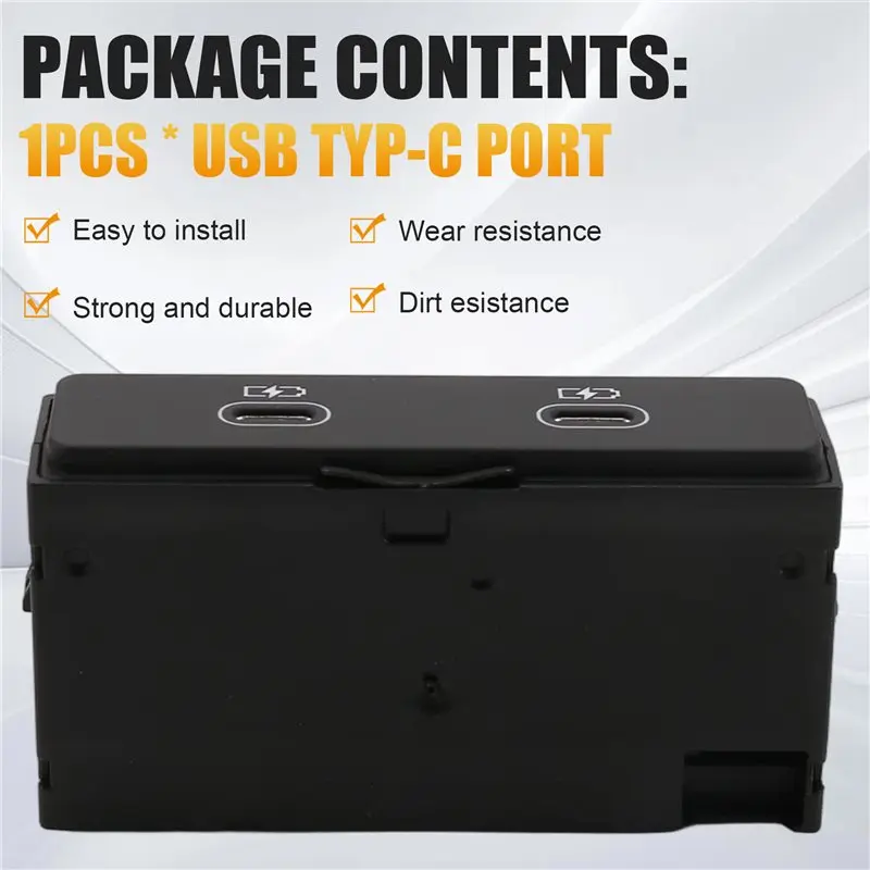 USB TYP-C Port 2 Holes With Integrated Voltage Converter For A6 Avant C8 A7 A8 E-Tron Q7 Q8 Rear Center 4N1035954A-A08Q