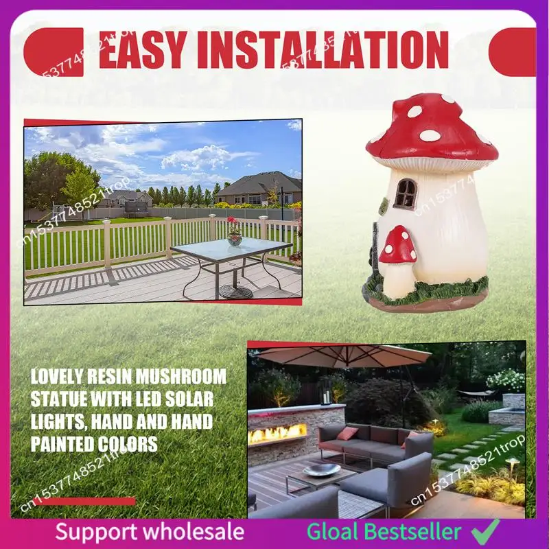

A38M Mushroom House Solar Lamp Resin Craft Gardening Garden Miniature Fairy Landscape House Decoration Ornament