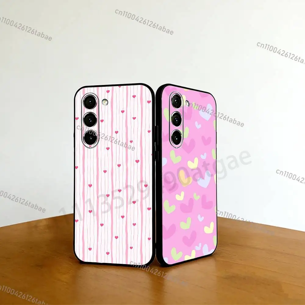 

Cute Love Heart Phone case For Samsung Galaxy A53,51,72,73,31,30,42 Soft Silicone Black Cover