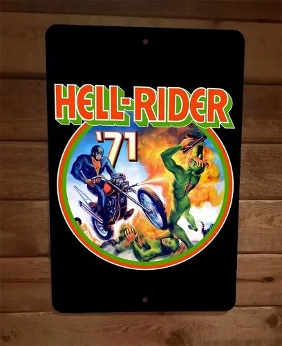 Hell Rider 71 Motorcycle Comic Metal Wall Sign