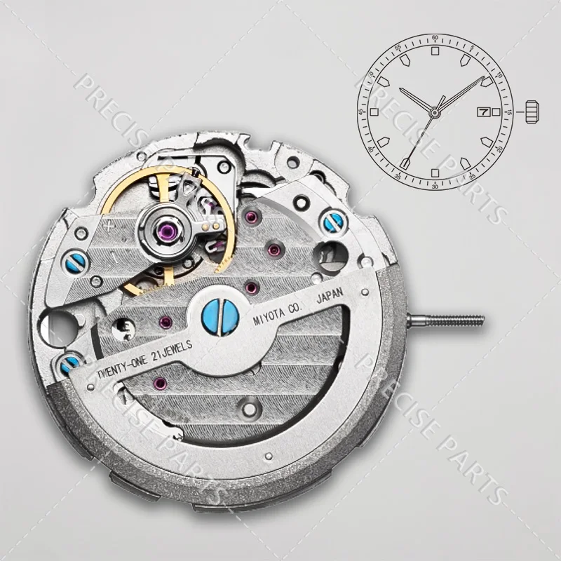 8315 Movement Automatic Size: 11 1/2 Inches Automatic Manual Winding Fast Date Setting Stop Second Device