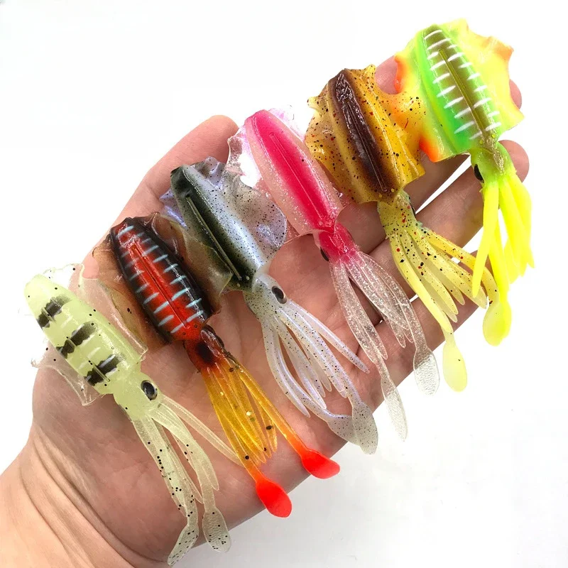 6cm 2g Hot Selling Item Mini Soft Squid FishingLure Luminous Uv Squid Jigs ForFreshwater Fishing Lure Wobbler Bait FishingTackle