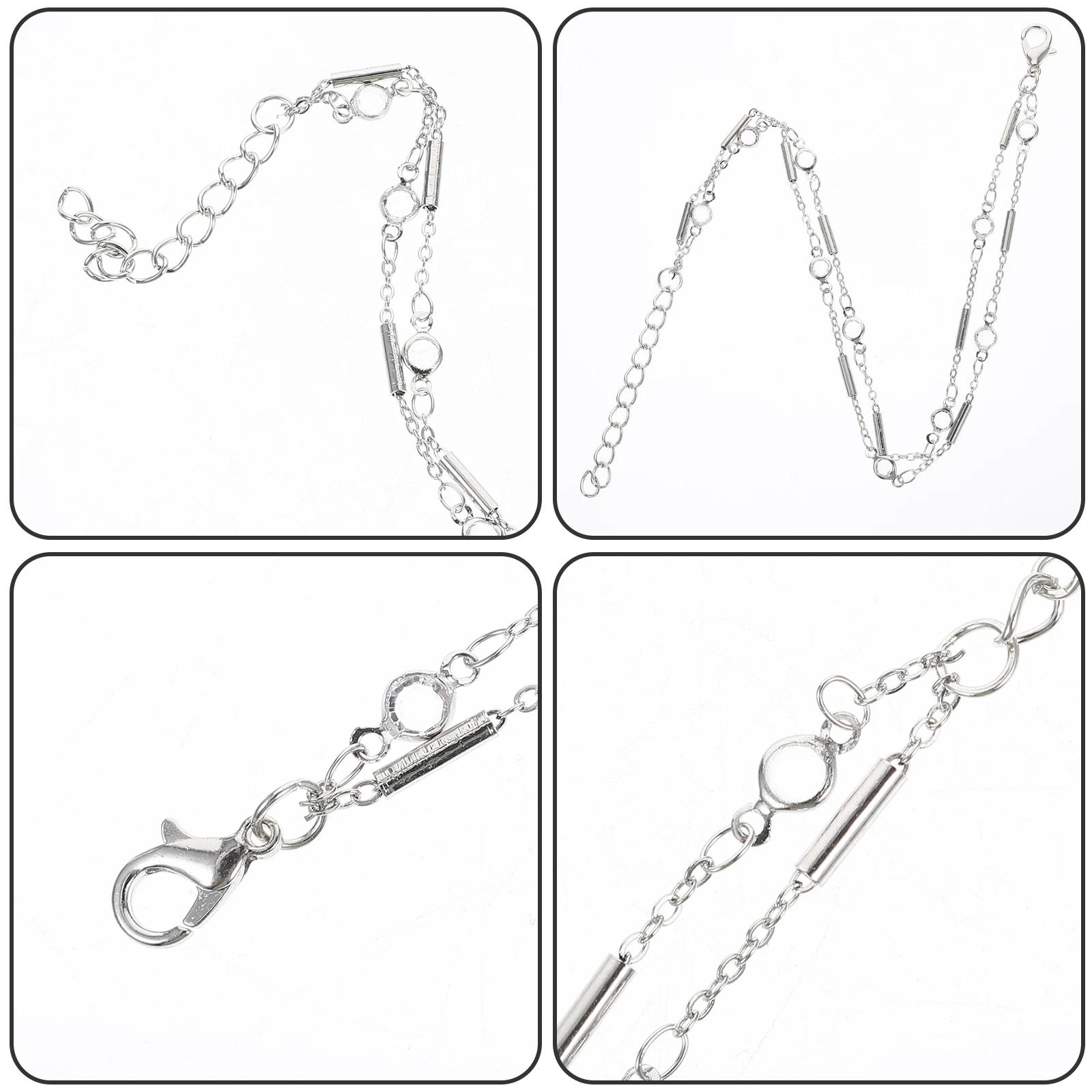 

2 Pcs Metal Foot Decoration Ankle Bracelets Beach Anklet Silver Anklets for Women Layered Chains Round Tube Miss