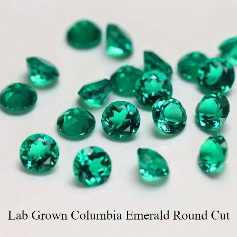 Lab Grown Columbia Emerald Round Shape Hand-cut Gemstone VVS1 for Jewelry Rings Earrings Making Selectable AGL Certificate