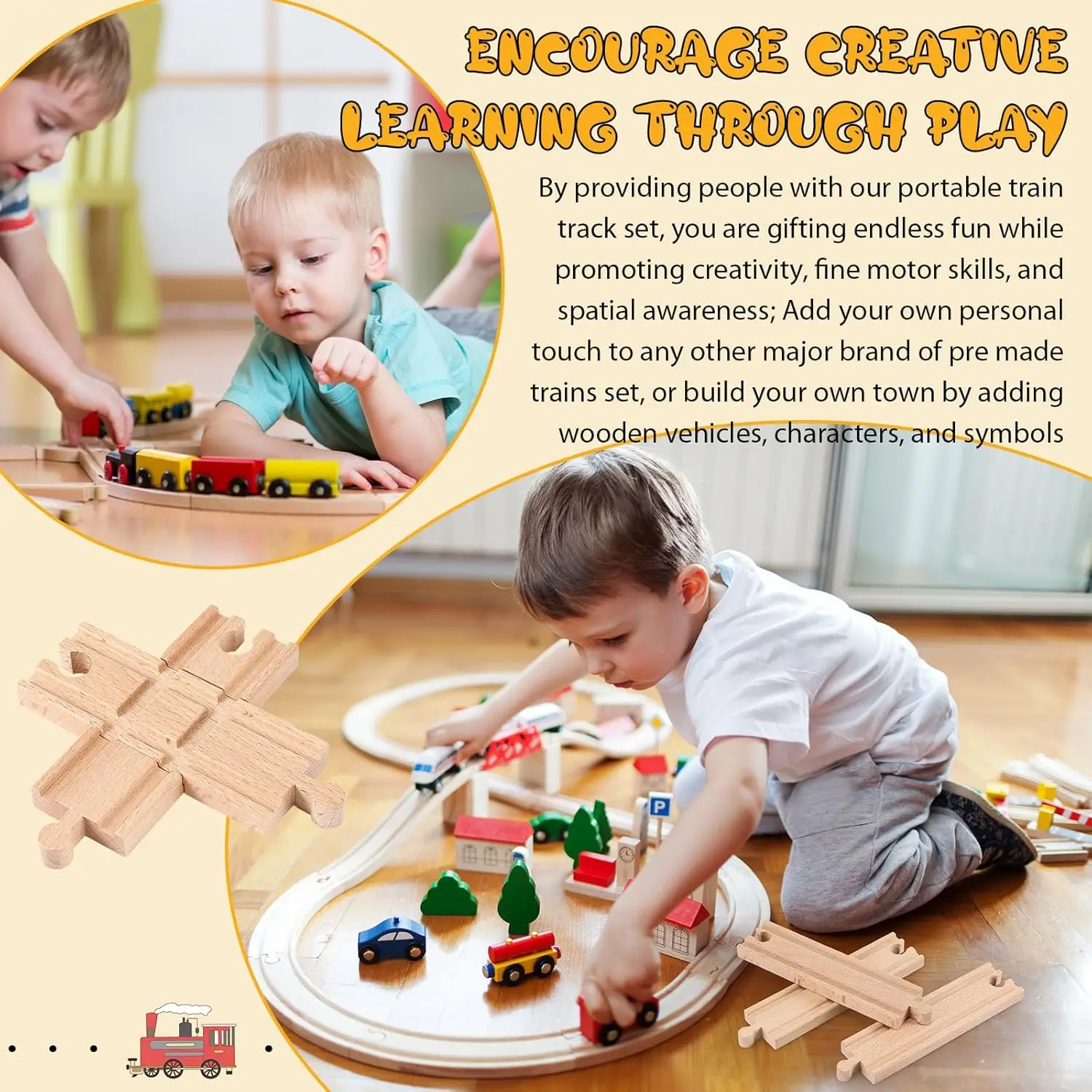 Wooden Train Track Set Toys Compatible With Biro All Brands Wooden Railway Children Toy DIY Rail Road Accessories For Kids Gifts