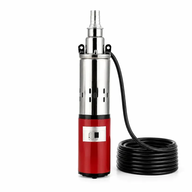 12V 24V Solar Deep Well Screw Submersible Pump,20L/min,30-45m Lift,9m Cable,Stainless Steel,Home & Agricultural Irrigation