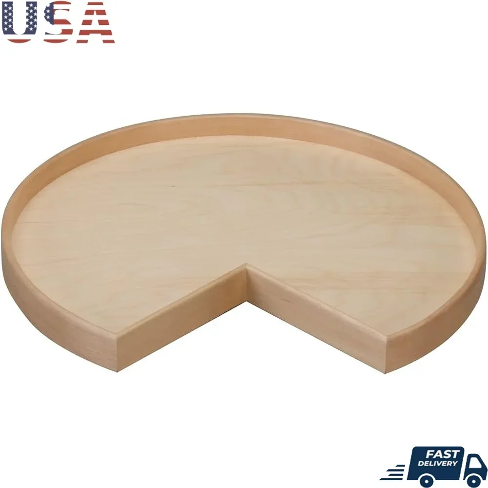 

Natural Wood Kidney Shaped Lazy Susan Corner Cabinet Shelf Swivel Bearing Maple Construction Doweled Reinforced Durable Storage