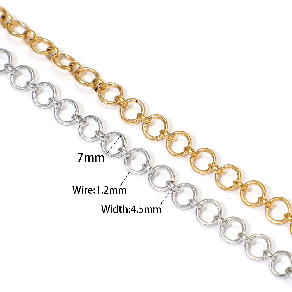 1 Meter Stainless Steel Gold Plated O Link Chains Rolo Cable Chain for DIY Necklaces Jewelry Making Bracelets Crafts Accessories