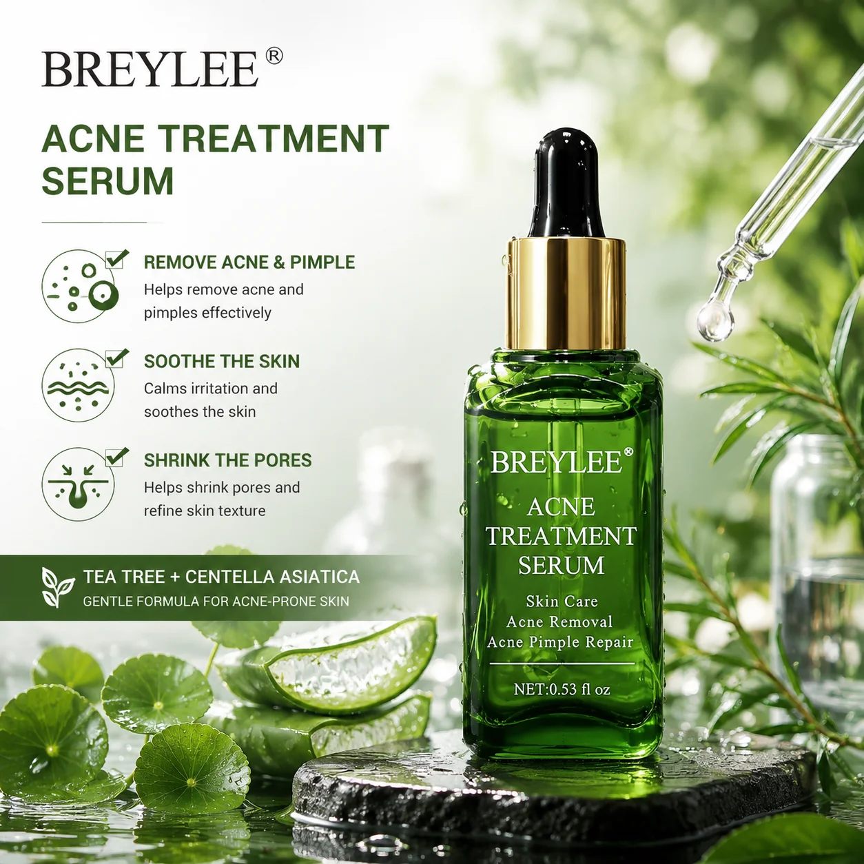 BREYLEE Teebaumöl Anti-Akne Gesichtsserum Akne-Behandlung Akne-Pickel-Entferner Serum 10 Stück – Detail 2