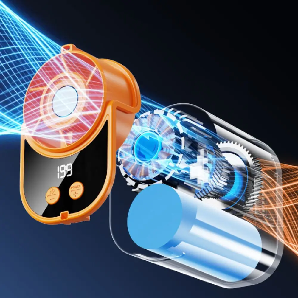 LED Display Waist Clip Fan Strong Airflow High-Speed Hanging Neck Fan Compact Mini Size Solid Clip Structure Waist-mounted Fan