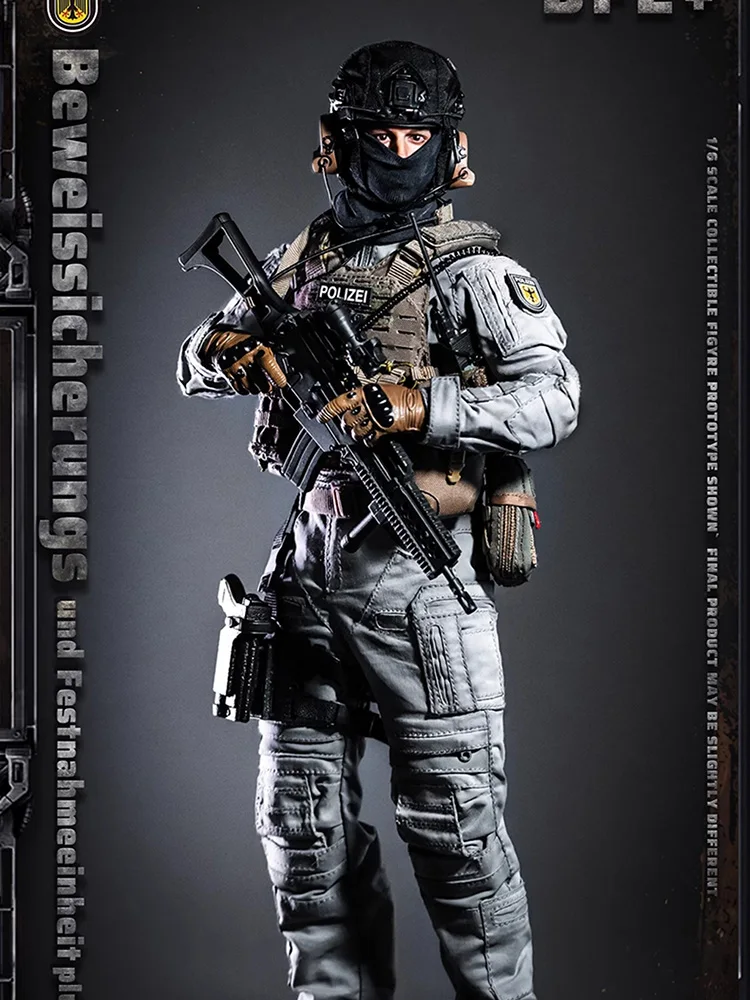 KT8008 1/6 BFE+ Counter Terrorism PolIze Force Cloth Man Action Figure Mini Static Rifle Model Ornament 12\