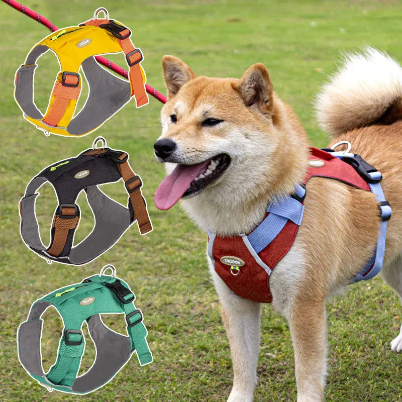 Akita Inu Harness Adjustable Pet Vest Reflective Summer Breathable Shiba Inu Harness Holds Treats for Small and Large Dogs