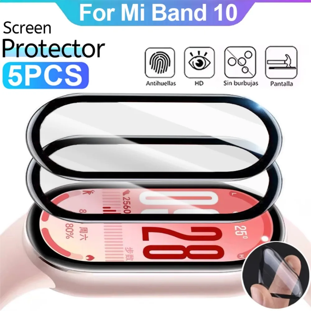1-5PCS Screen Protector for Xiaomi Mi Band 10 Curved Full Coverage Protective Film for Mi Band 10 NFC Protector Accessories