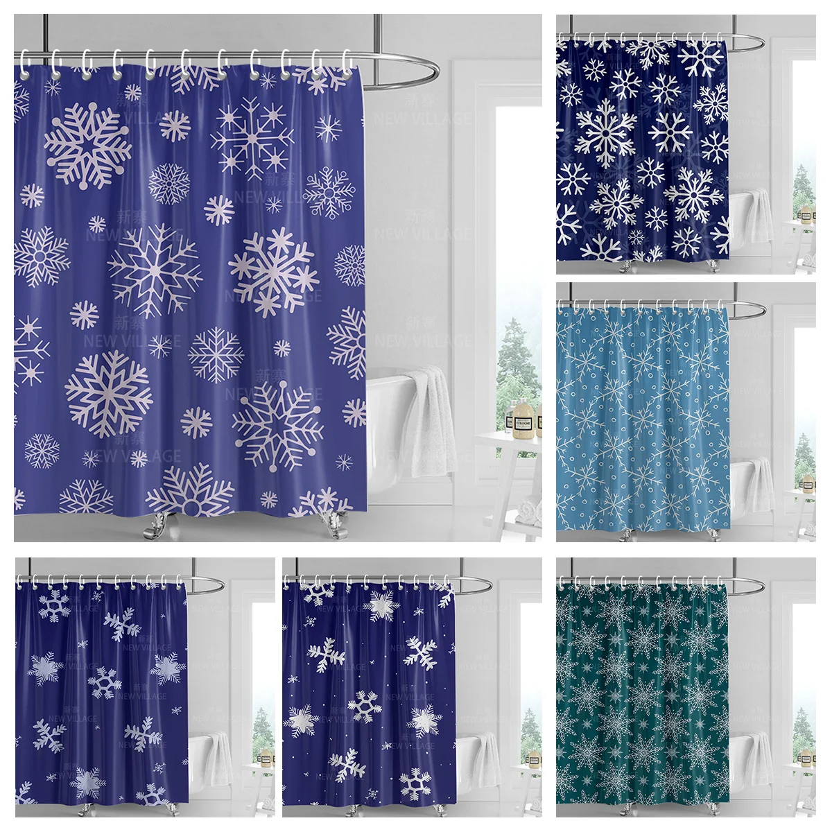 Home shower curtains bathroom Decora waterproof fabric non-slip bathmat water absorption curtain Modern nordic boho plant fruit