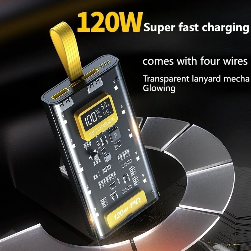 

30000 мАч Power Bank Портативная внешняя батарея 120 Вт Портативное зарядное устройство с быстрой зарядкой для IPhone Xiaomi Cyberpunk Powerbank