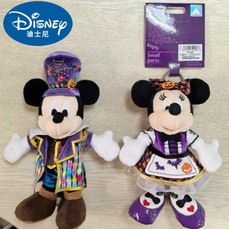 Poupée de dessin animé originale Disney Halloween Mickey Minnie King, collection de porte-clés mignons, cadeau d'anniversaire pour enfants, jouet de noël Kawaii