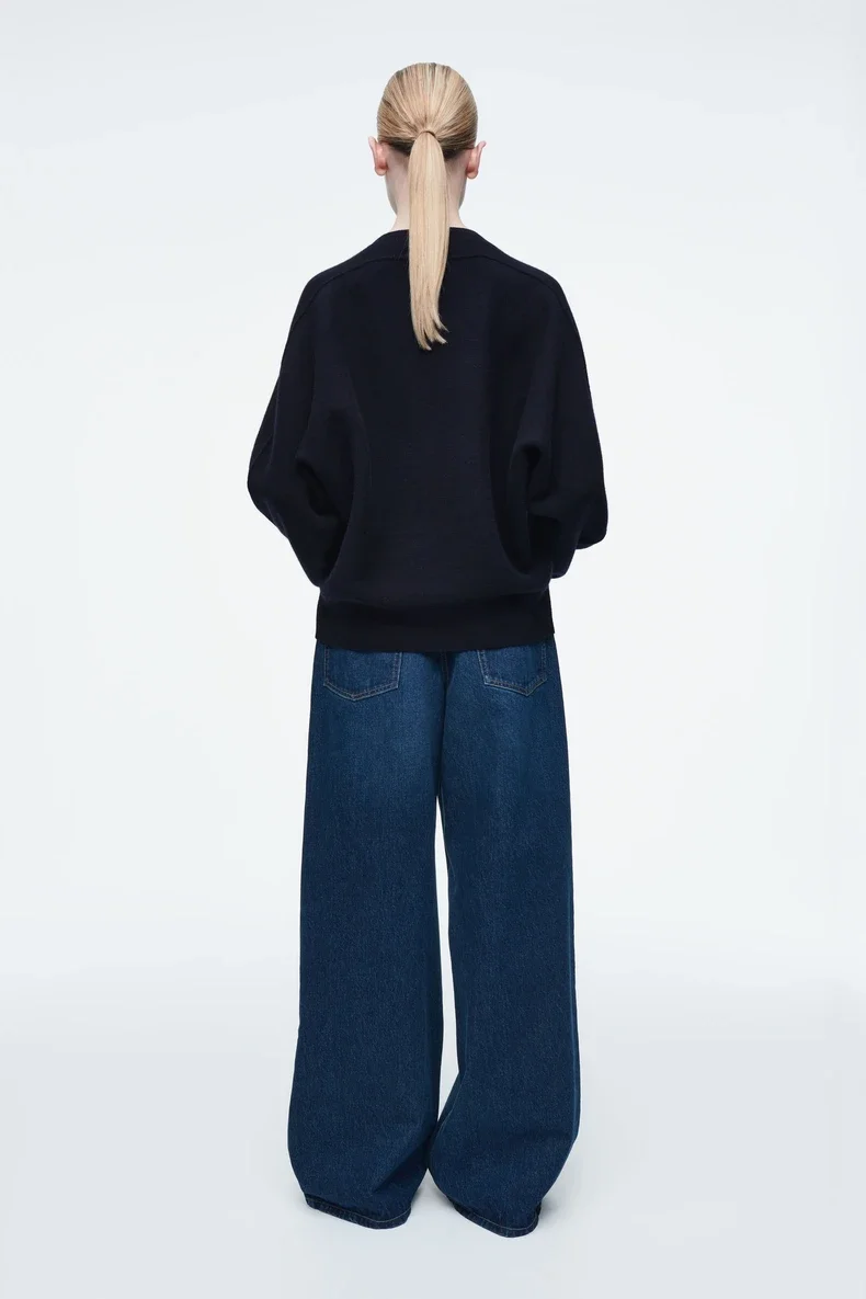 Traje etéreo 2025 primavera novo estilo de jumper reversível casual feminino com gola redonda