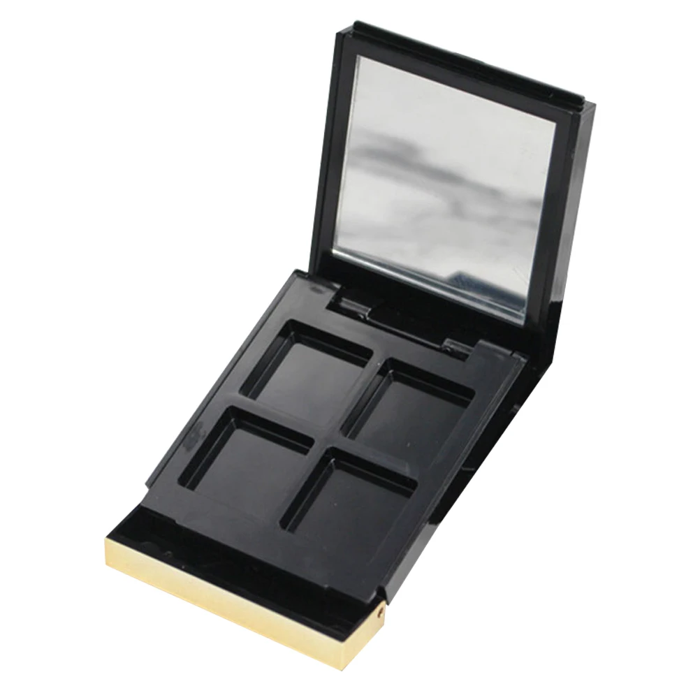 

Four Color Eyeshadow Palette Empty Mini Makeup Container Black Square Compact Travel Holder Mirror for Women