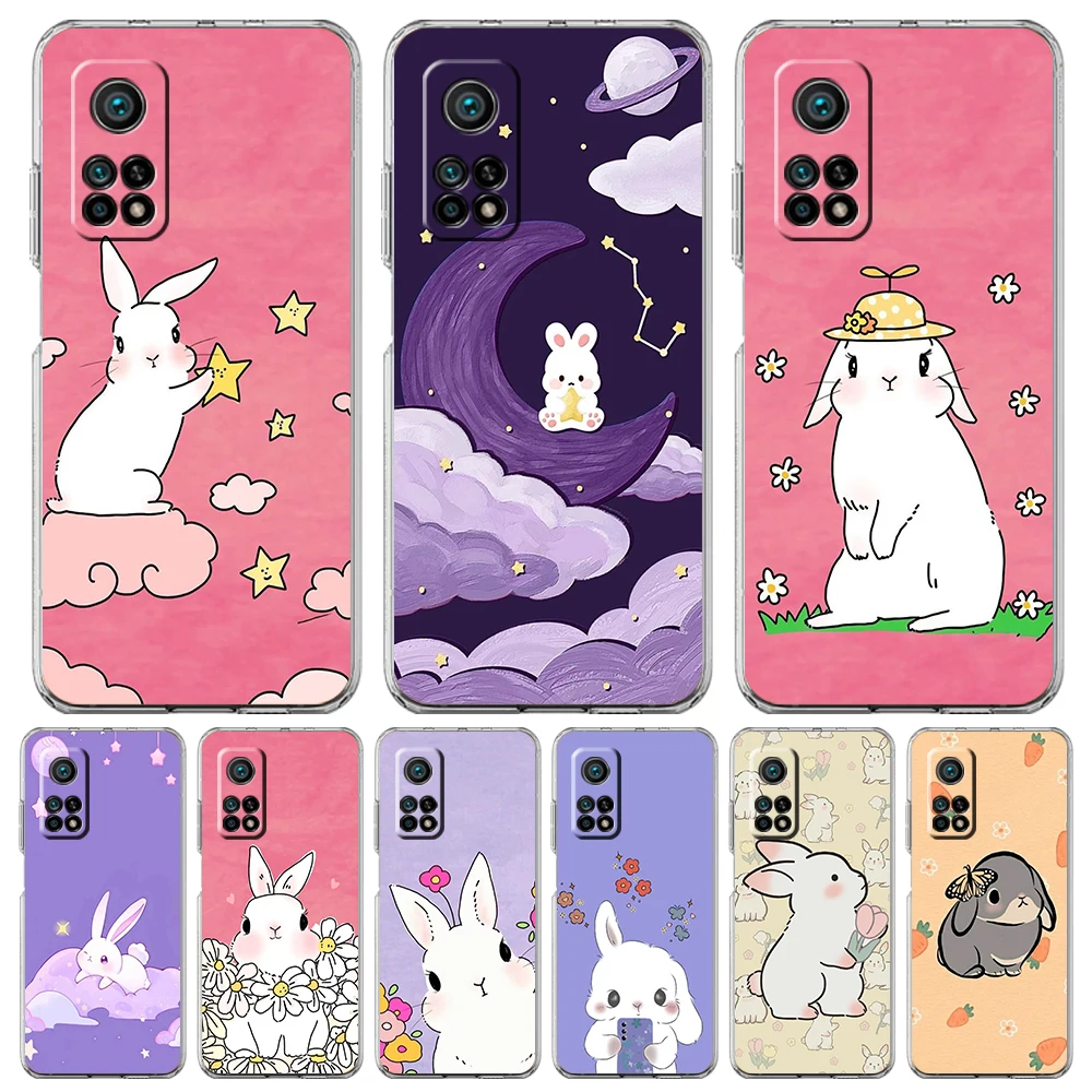 Cute Colorful Rabbit Phone Case For Xiaomi Mi Poco X6 X5 NFC X3 F6 F5 Pro F4 F3 15 14T 14 13T 12T 12 13 Lite 11 Clear Cover