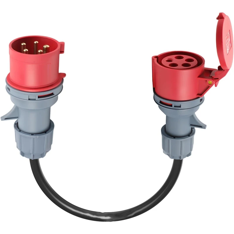 5 Pin Red 16A Male to 32A Female CEE-Adapter Gen Ev Charger Extension Cord Connector 400V Outlet [33A HomePro]