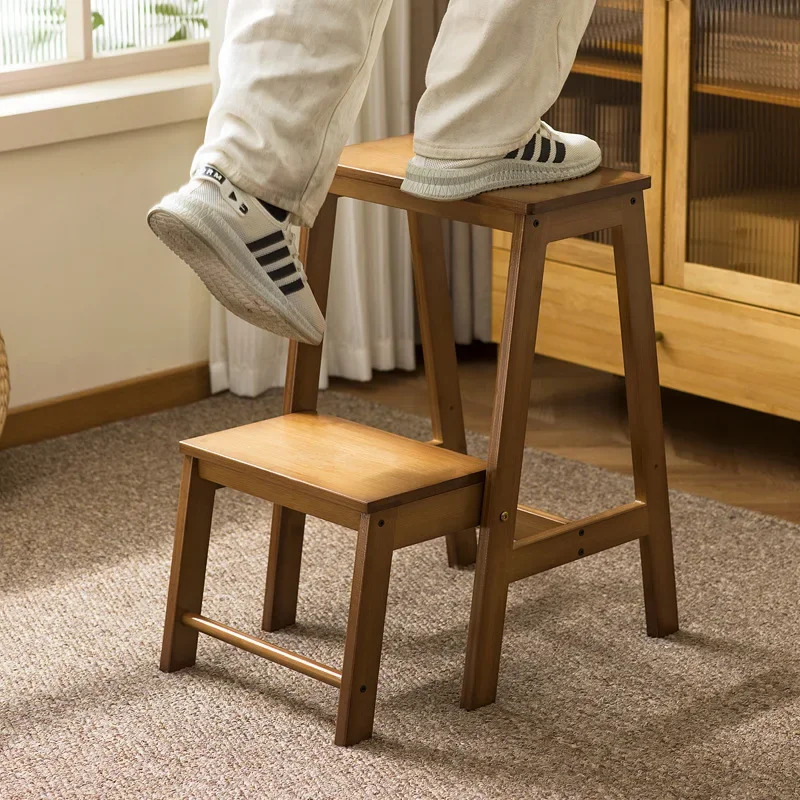 Bamboo ladder foldable two-step household multi-functional ladder climbing stool climbing stable ladder stool