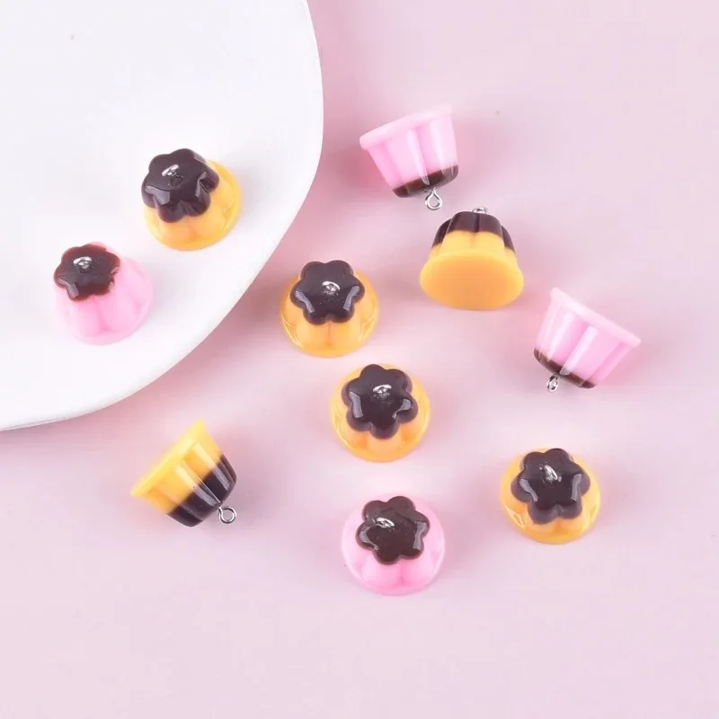 10pcs 3D dessert pudding Resin Charms for Earring Keychain DIY Decoration Fashion Jewelry Accessories