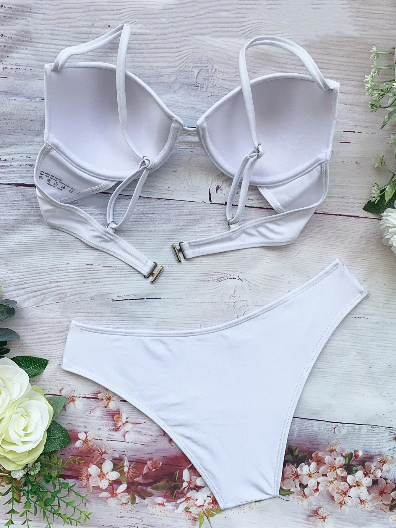 

women solid white push up bikinis sets two pieces sexy high waist swimwear beach outfits biquini Tankini Bathing Suits swimsuits