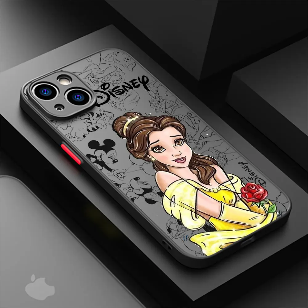 Case For Apple iPhone 11 13 15 14 Pro Max 12 Mini 7 8 Plus XR X XS XE 6 6S Skin Feel Scrub Phone Cover Princess Disney Shell