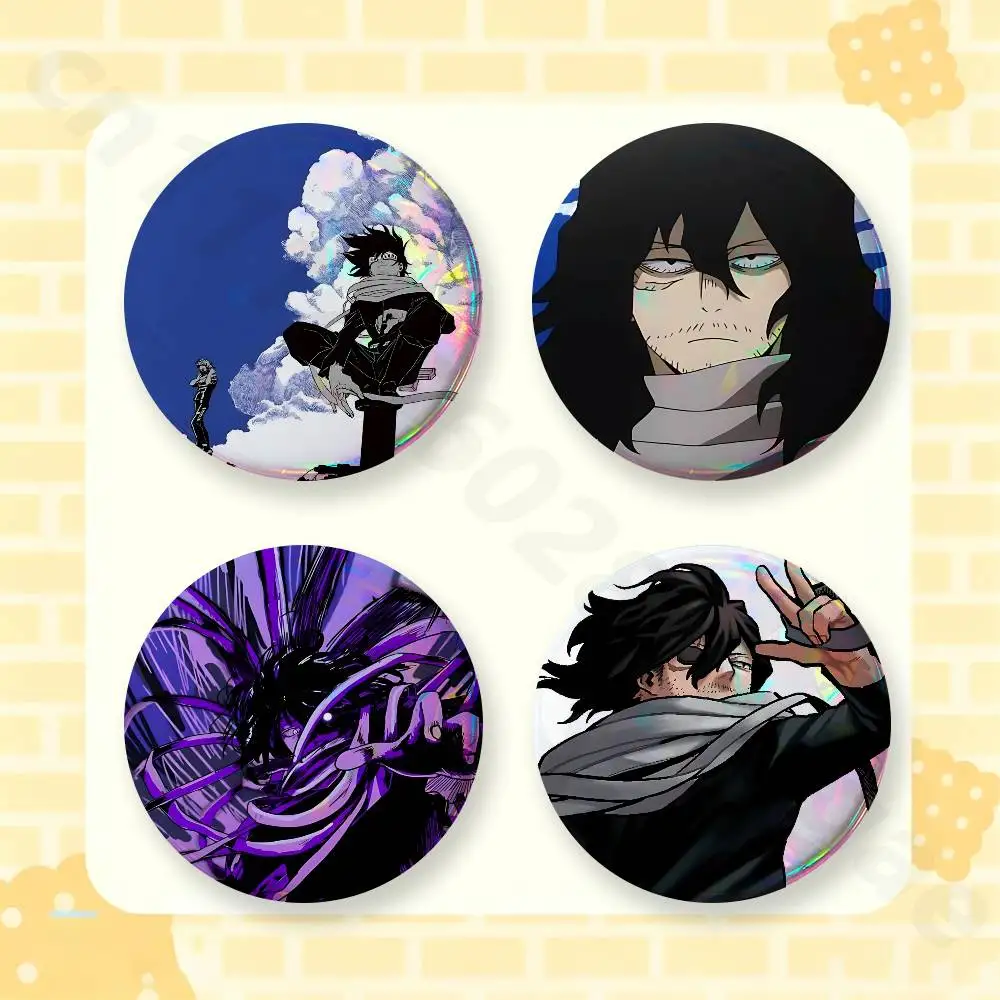 MHA A-Aizawa Shouta My H-Hero 2 Pieces Set Badge Set Fashion Brooches for Women Men Backpack Accessory Bag Badge