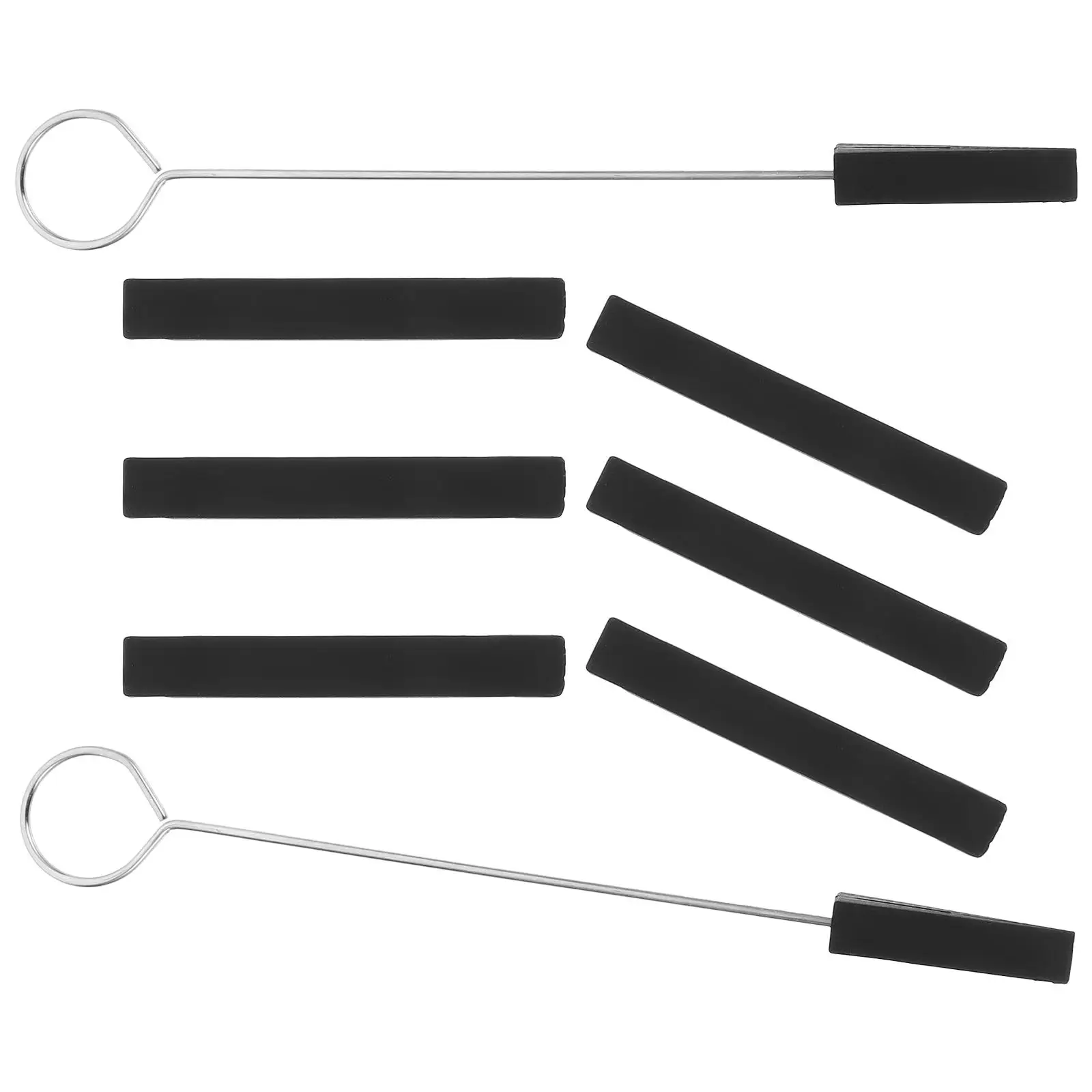 6pcs Piano Tuning Tool Set 2 Mute Forks 4 Mute Strips Black Simple Easy Tuning Kit for Beginners Professionals