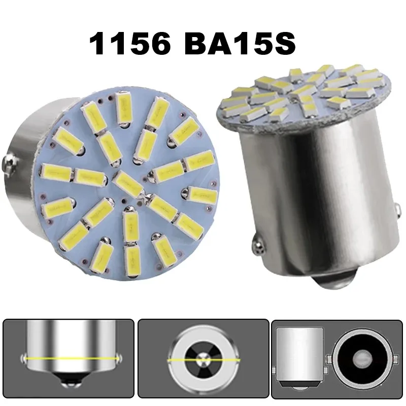 2X 6X 10X 12V LED Bulb 1156 BA15S R5W R10W 1157 BAY15D 3014 22 SMD For Truck Turn Signal Lights Daytime Running Lamp 6000K White image 2