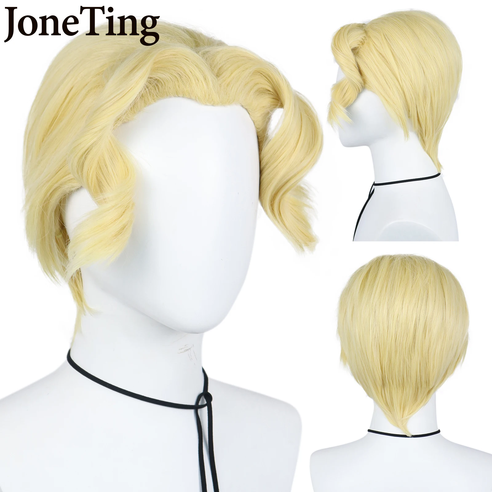 

JONETING Synthetic Kira Yoshikage Cosplay Wigs JoJo's Bizarre Adventure Golden Wind Cosplay Costume Short Gold Wig for Halloween