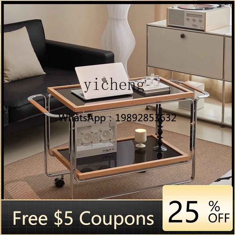 

DD solid wood sofa edge few home living room retro cart small coffee table rack