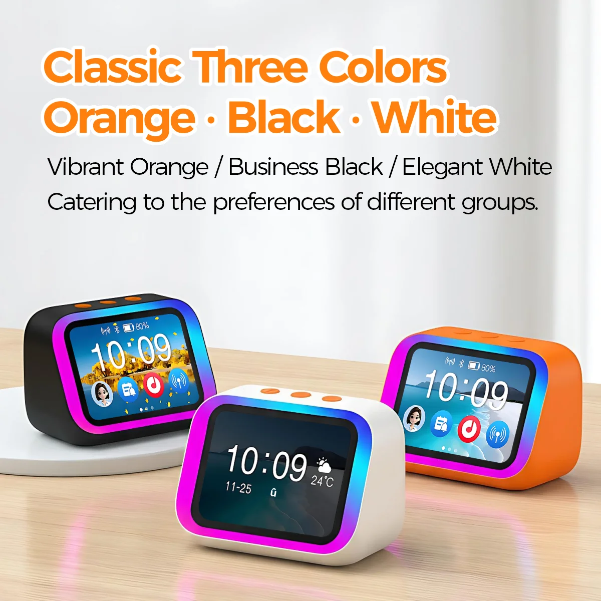 Smart AI Bluetooth Speaker 4 Inch Screen Alarm Clock Translation Weather Photo Frame RGB Light Bedside Voice Assistant view 6