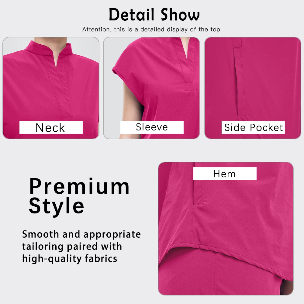 الزي الجراحي النساء جيوب سراويل للجري مجموعة الزي السريري العباءات الجراحية الطبية ممرضة اكسسوارات التمريض الدعك مجموعة