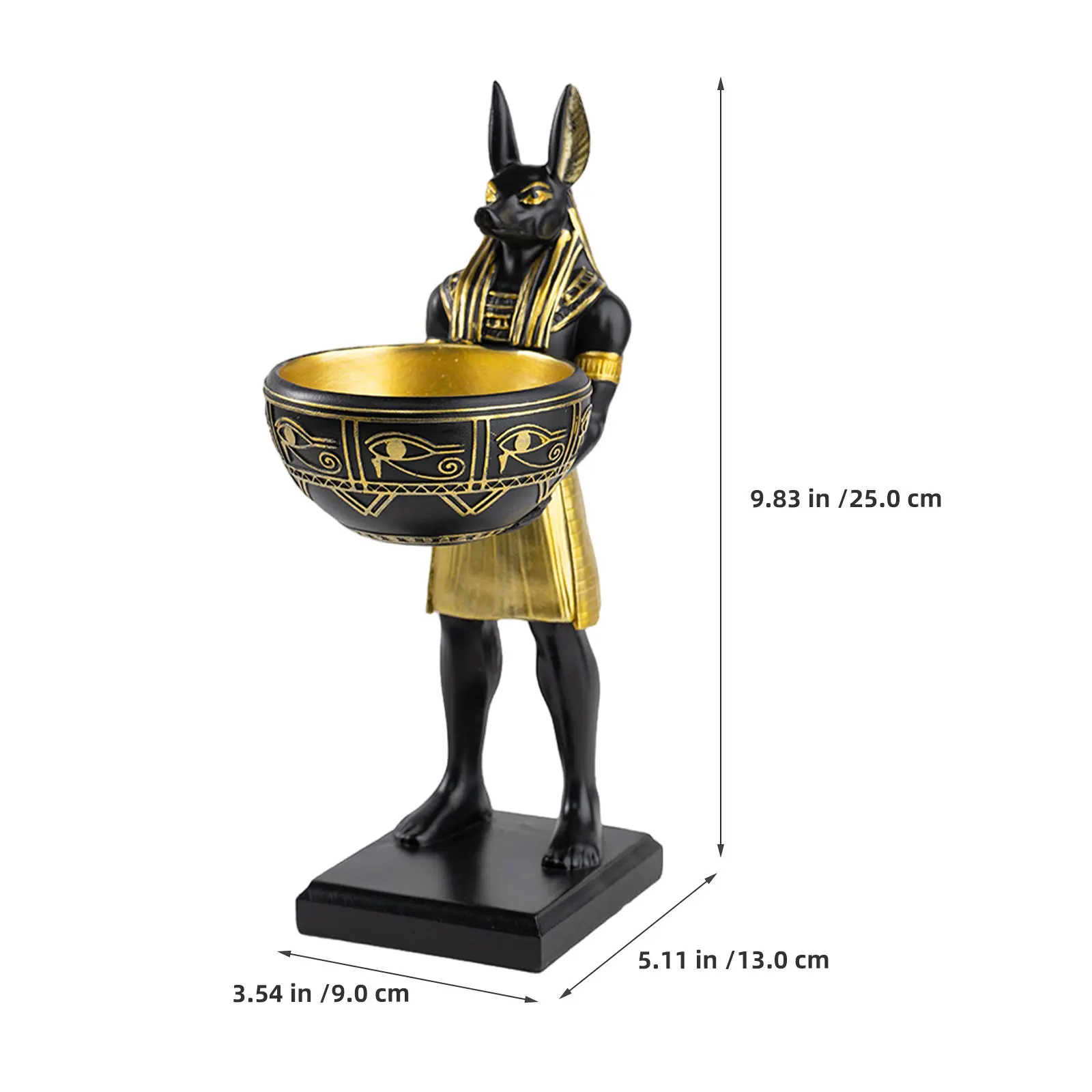 Anubis Statue Resin Halloween Candy Dish Catchall Tray Decorative Desk Organizer Jewelry Coin Holder Entryway Centerpiece