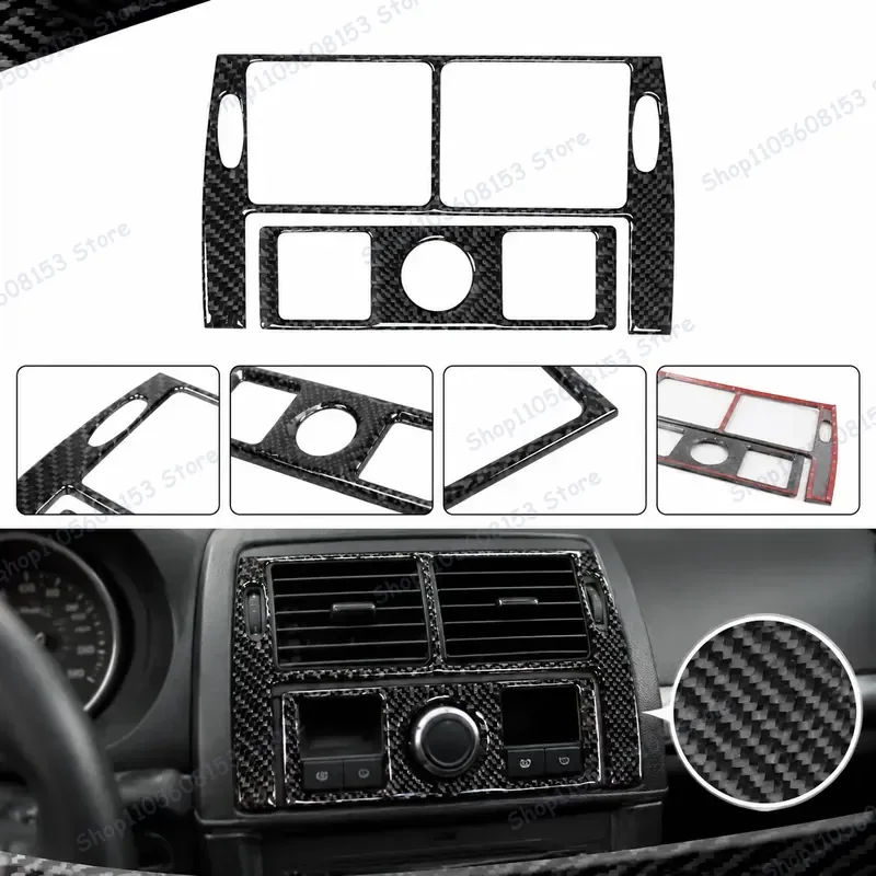 For BMW X5 E53 2000–2006 Interior Carbon Fiber Rear Vent Trim Decal Decoration Upgrade Accessory